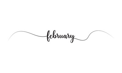 Obraz premium Calligraphic February text . Great lettering and calligraphy for greeting cards, stickers, banners, prints etc. vector illustration
