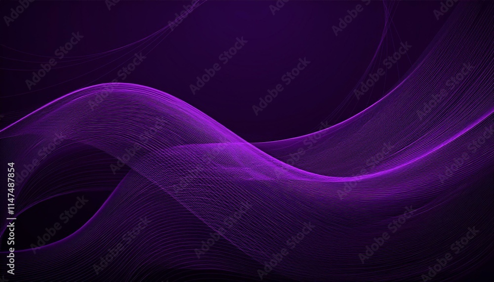 Poster abstract dark purple background of abstrack with curves wave line overlay. generated image