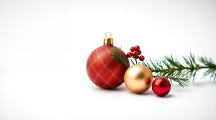 Red Gold Christmas Ornaments Festive Decor Branch Background