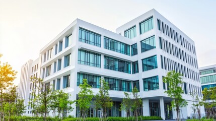 Fototapeta premium Modern hospital isolation ward exterior showcasing advanced medical facilities and compassionate care, emphasizing the importance of health infrastructure in safeguarding public well-being