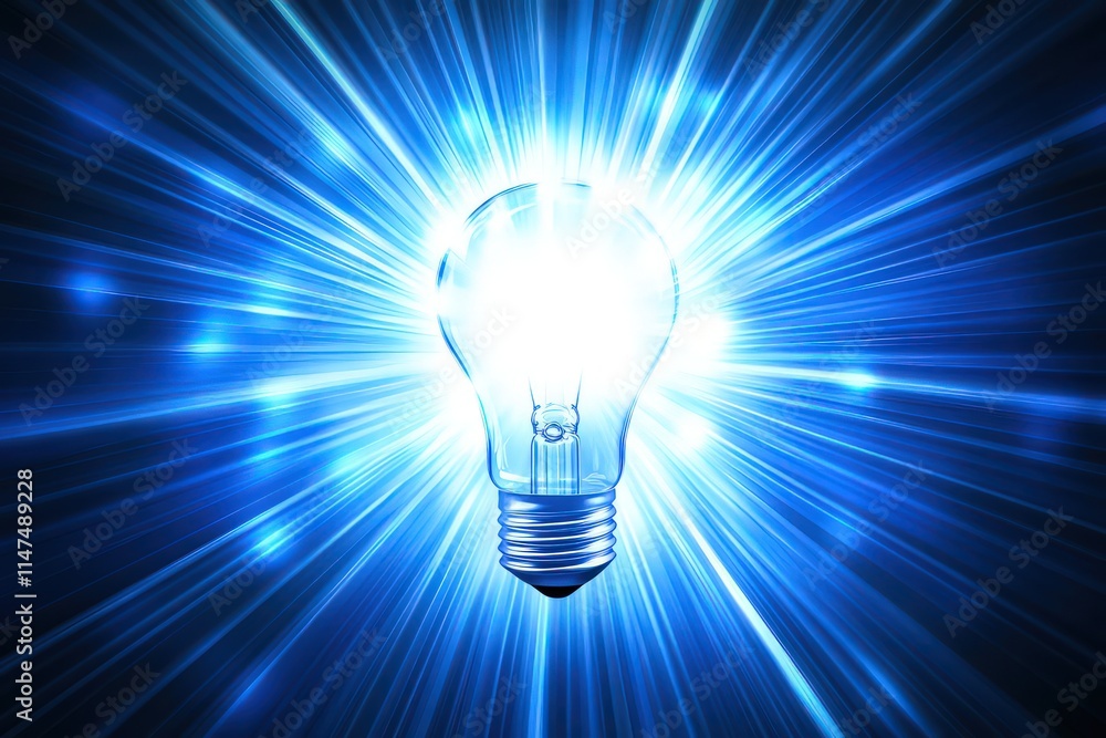 Wall mural a glowing light bulb with rays of light shining outward, symbolizing a moment of inspiration and a b