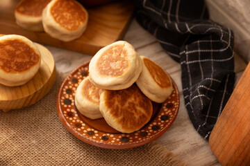 Gorditas de Nata. Cream Gorditas, Mexican street snack, is an easy recipe made with wheat flour, cream, sugar and cinnamon, sweet bread similar in shape to an English muffin, eaten as a dessert.
