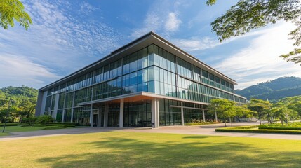 Obraz premium Modern hospital isolation ward exterior showcasing advanced medical facilities and compassionate care, emphasizing the importance of health infrastructure in safeguarding public well-being