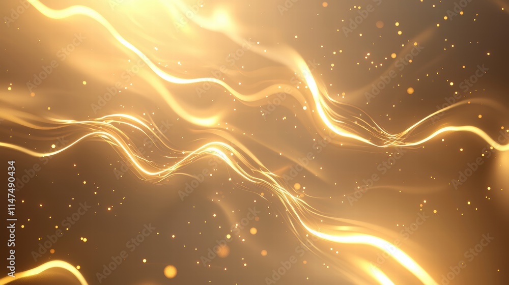 Poster dynamic abstract 3d illustration of entangled waves with shimmering particles