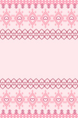 Ikat cross stitch geometric embroidery seamless knitted pattern on damask background. Perfect decorative design for sweater, fabric, decoration, illustration, ornament, texture, textile, interior