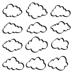 Set of cloud doodle vector