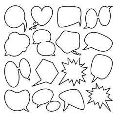 Set of speech bubble doodle vector