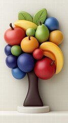 Colorful Abstract Tree of Fruits and Vegetables for Decor