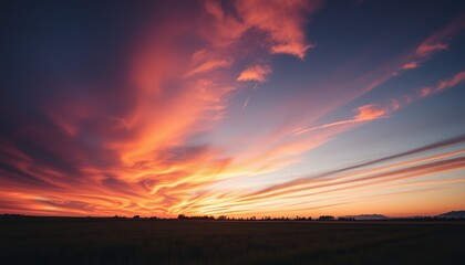 breathtaking outdoor sunset with vibrant colors and a dramatic sky creating a serene landscape