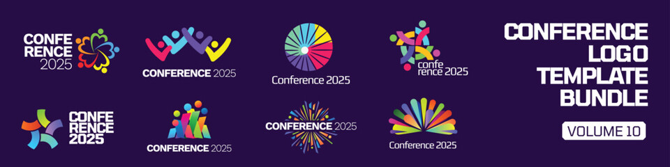 Modern Abstract Colorful Conference Logo Template Bundle for Your Event or Conference. Modern Colorful Logo Template Ready For Use, Modern Initial Logo. Colorful Logo Template Bundle
