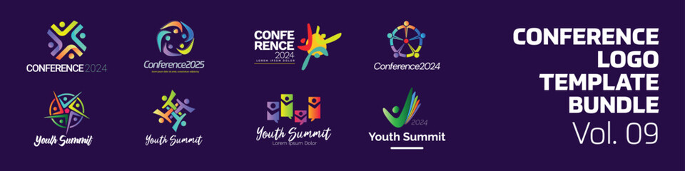 Modern Abstract Colorful Conference Logo Template Bundle for Your Event or Conference. Modern Colorful Logo Template Ready For Use, Modern Initial Logo. Colorful Logo Template Bundle