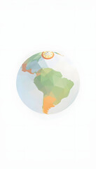 Fototapeta premium 3D Low Poly Earth - North and South America - Beautiful Illustration Over a Plain White Background, pixel art