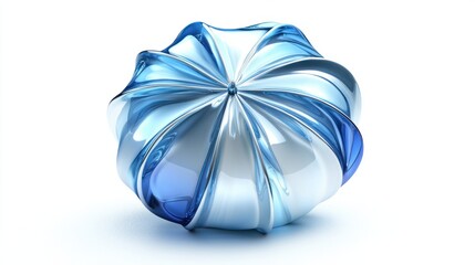 A radiant 3D umbrella icon in shimmering gradient hues, blending blue and silver, with smooth and glossy details, isolated on white