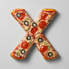 Pizza in the shape of the letter X