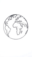 Globe sketch. Hand drawn earth planet with continents and oceans. Doodle world map illustration. Planet and world sketch map with ocean and land, Diffused lighting, with white tones