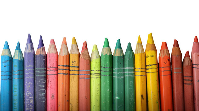Colorful Crayons on Blackboard Ultra HD Back to School Isolated on Transparent or White Background, PNG
