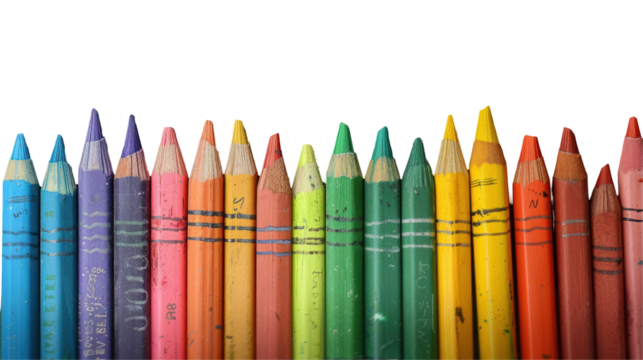 Colorful Crayons on Blackboard Ultra HD Back to School Isolated on Transparent or White Background, PNG