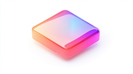 A vibrant 3D icon with an iridescent gradient color scheme, featuring smooth, reflective surfaces, floating on a clean white background