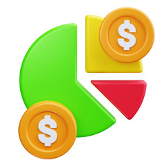 pie chart 3d render icons