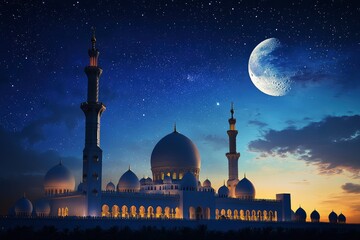 Mosque Dome Scescent Moon Star Sky Night Israa Mecca Mohammed Ramadan Isra Sheikh Ramadan Grand Uae Arab Islamic Emirates Architecture Mubarak Zayed Kareem Greeting Abu Eid Uae Masjid Ramadhan. 