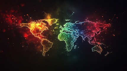 Bright Futuristic Global Social Network Illustration with Colors