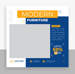Naklejka premium Modern furniture social media post banner template
