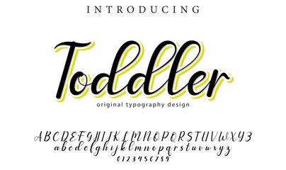 Toddler Font Stylish brush painted an uppercase vector letters, alphabet, typeface