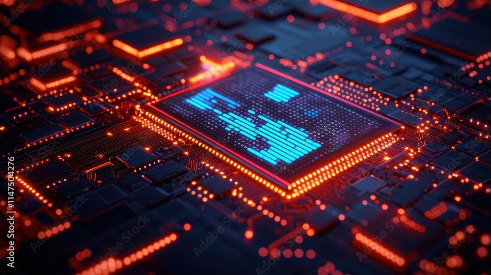 Aufkleber abstract technology background with red and blue lights in circuit