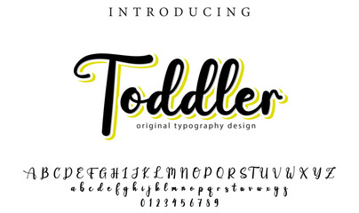 Toddler Font Stylish brush painted an uppercase vector letters, alphabet, typeface