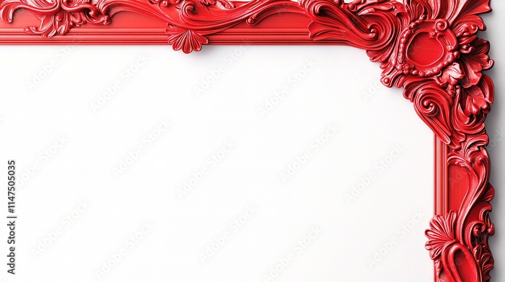 Poster classic red frame design with intricate patterns and details