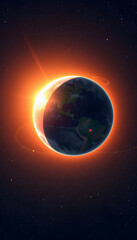 Fototapeta premium sunshine in space in orbit of the earth, flat design, with white tones