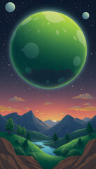 Fototapeta premium Green planet concept illustration, with white tones
