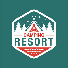 Obraz premium camping and adventure illustration logo vector badge