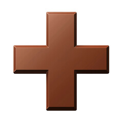 Fototapeta premium Brown icon of Plus isolated on a transparent background Minimalist flat icon, vector logo style sign clipart on a no background png