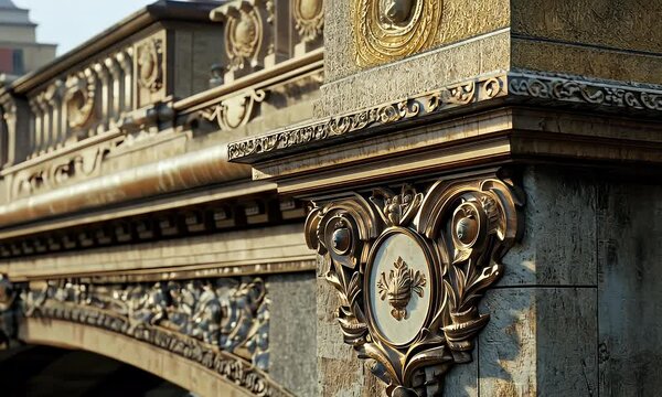 Ornate architectural detail on a bridge, showcasing intricate design and craftsmanship. - Powered by Adobe