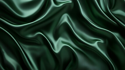 Obraz premium Dark Green Satin Fabric Draped Luxuriously