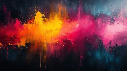 Fototapeta premium Abstract colorful paint, vibrant texture, dark background.