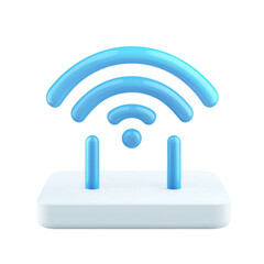 Modern Wireless Signal Icon with Blue Waves and Base Design