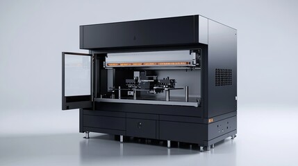 Micro factory creating high-precision components in a compact, cutting-edge environment.