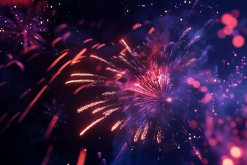 Vivid Fireworks Display Illuminating The Night Sky