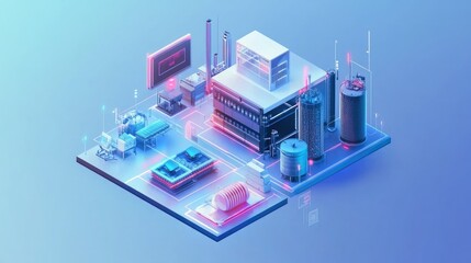 Smart factory integrating IoT devices and AI to optimize manufacturing processes.
