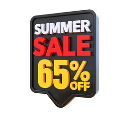 65 Percent Summer Sale Offer Label