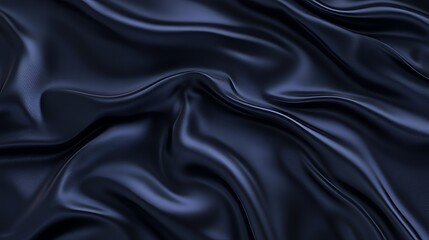 Fototapeta premium Dark Blue Silk Fabric Draped Softly Elegant Waves