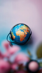 Earth with Headphones, Representing Global Communication, Culture, and Music, Perfect for Music Industry, Entertainment, and World Culture Projects