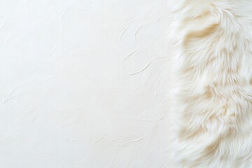 Fototapeta premium Soft white fur against a textured light background.