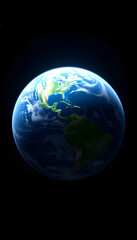 Fototapeta premium image of the earth seen from space. 3d render, simple style, with white tones