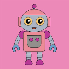 Cute robot cartoon icon character