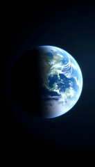 image of the earth seen from space. 3d render, smooth light, with white tones