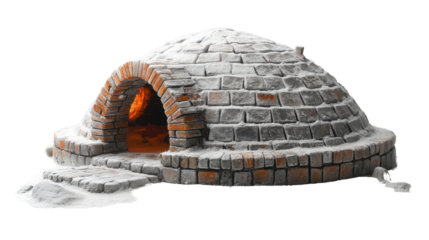 Old stone igloo isolated on white background