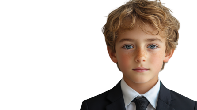 portrait of a boy isolated on white background - Powered by Adobe